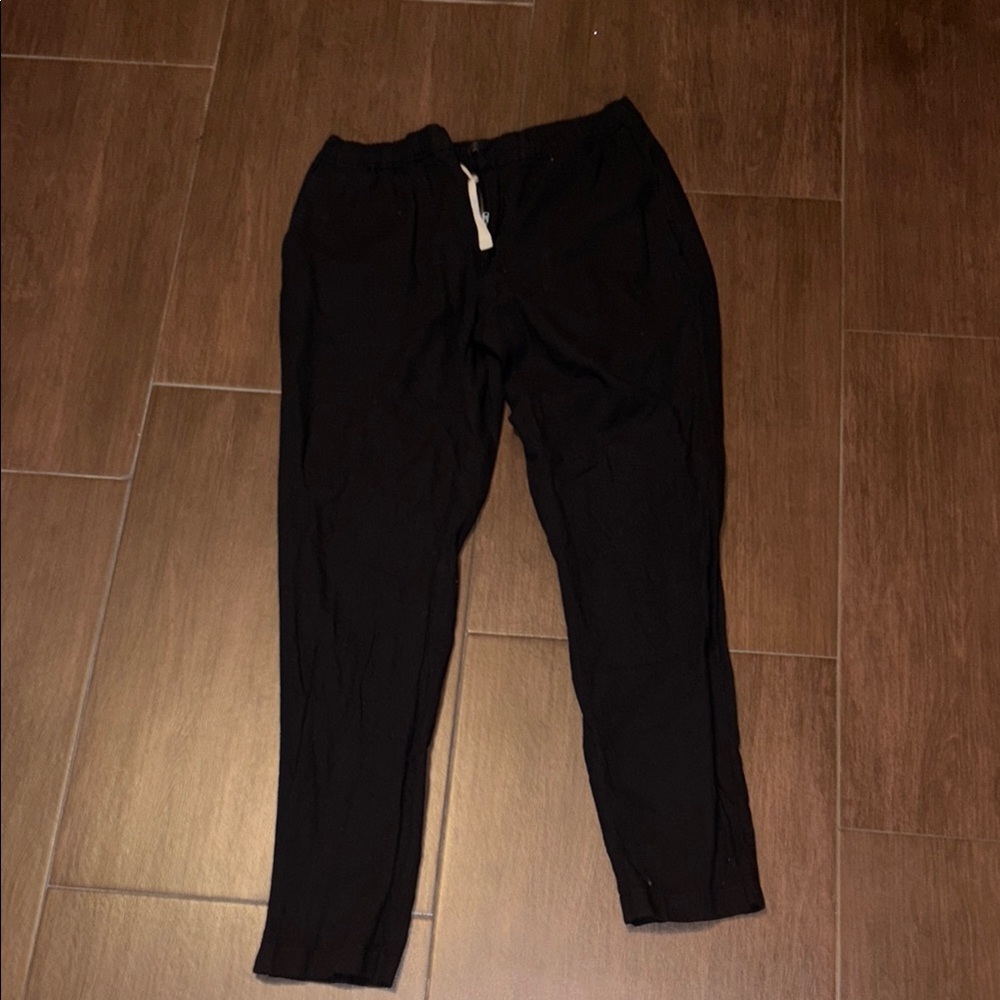 14th & Union Black Linen Pants with Elastic Waistband